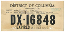 1966 Dealer-Issued Temporary plate no. DX-16848