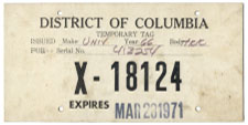 1971 Special Use plate no. X-18124