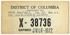 1972 Special Use plate no. X-38736