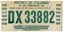1990s style (undated) Temporary plate no. DX-33882