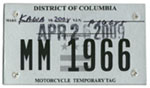 Exp. April 2009 temporary motorcycle plate no. MM 1966