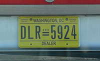 Close-up of 10-31-2007 D.C. dealer plate no. 5924