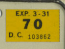 1969 (exp. 3-31-70 sticker, black on yellow