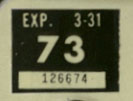 1972 (exp. 3-31-73) sticker, white on black