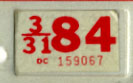 1983 (exp. 3-31-84) sticker used for non-staggered registrations, red on white