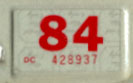 1983 (expires 1984) sticker used for staggered registrations, red on white