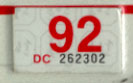 1991 (expires 1992) sticker, red on white
