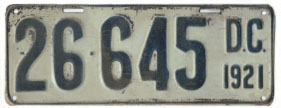 1921 Passenger plate no. 26-645
