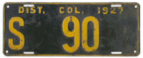 1927 Passenger plate no. S 90