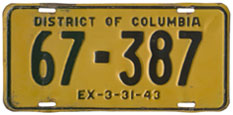 1942 (exp. 3-31-43) Passenger plate no. 67-387