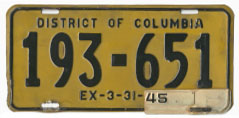 1942 Passenger plate no. 193-651 validated for 1944