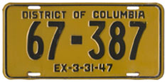 1946 (exp. 3-31-47) Passenger plate no. 67-387