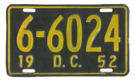 1952 Passenger plate no. 6-6024