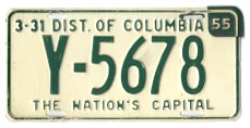 1953 Passenger plate no. Y-5678 revalidated for 1954