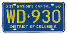 1959 Passenger plate no. WD-930