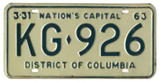 1962 Passenger plate no. KG-926