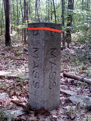The Massachusetts side of the Connecticut corner marker.